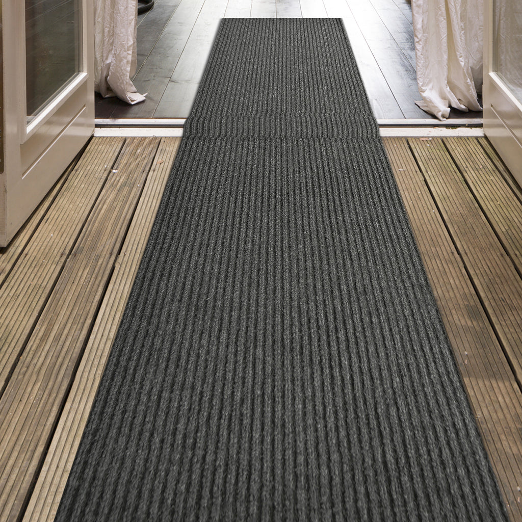 Spartan Weather Warrior Duty Indoor/Outdoor Utility Ribbed Carpet Runner, Area Rugs, 4' in Charcoal