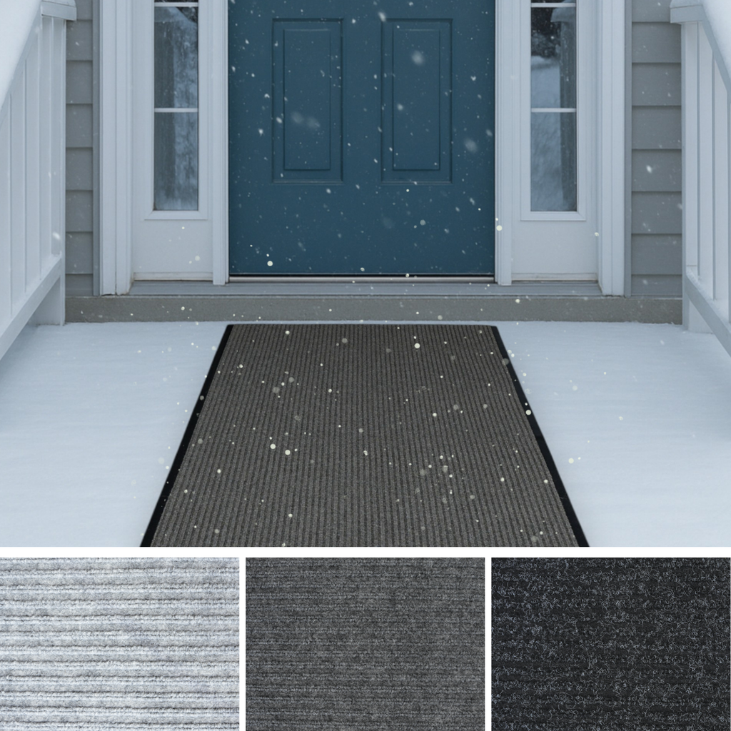 Heavy Duty Interior/Exterior Water Proof Utility Ribbed Vinyl Back Runner, Mats (3’, 4’ and 6' Widths in Brown)