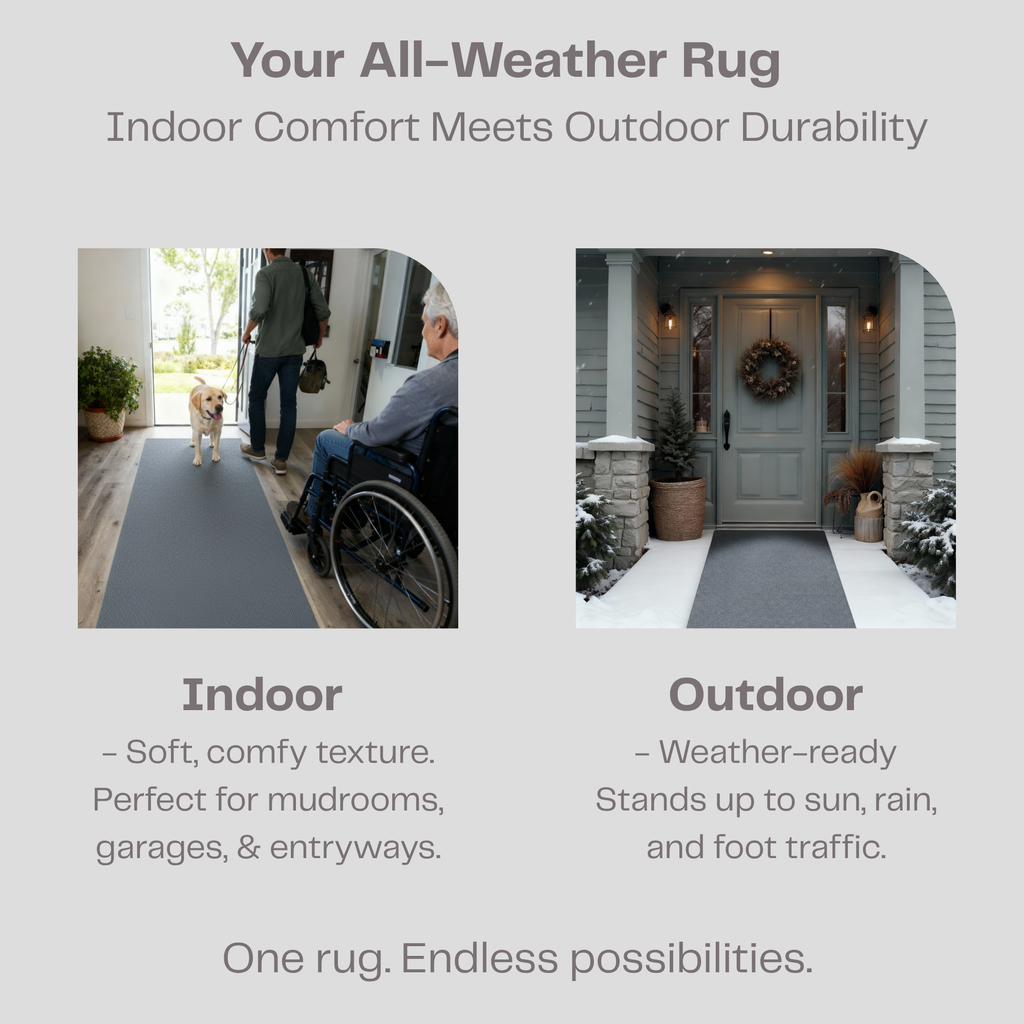 Spartan Weather Warrior Duty Indoor/Outdoor Utility Berber Loop Carpet Runner, Mats, 3' in Charcoal