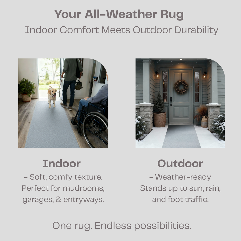 Spartan Weather Warrior Duty Indoor/Outdoor Utility Berber Loop Carpet Runner, Mats, 3' in Grey