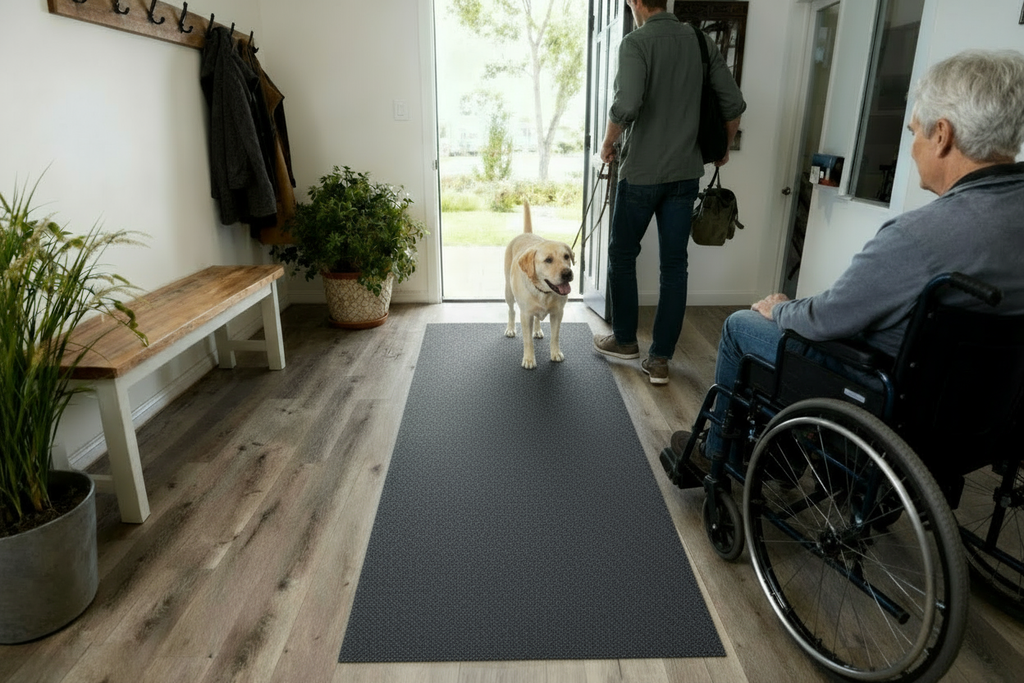 Spartan Weather Warrior Duty Indoor/Outdoor Utility Berber Loop Carpet Runner, Mats, 3' in Black