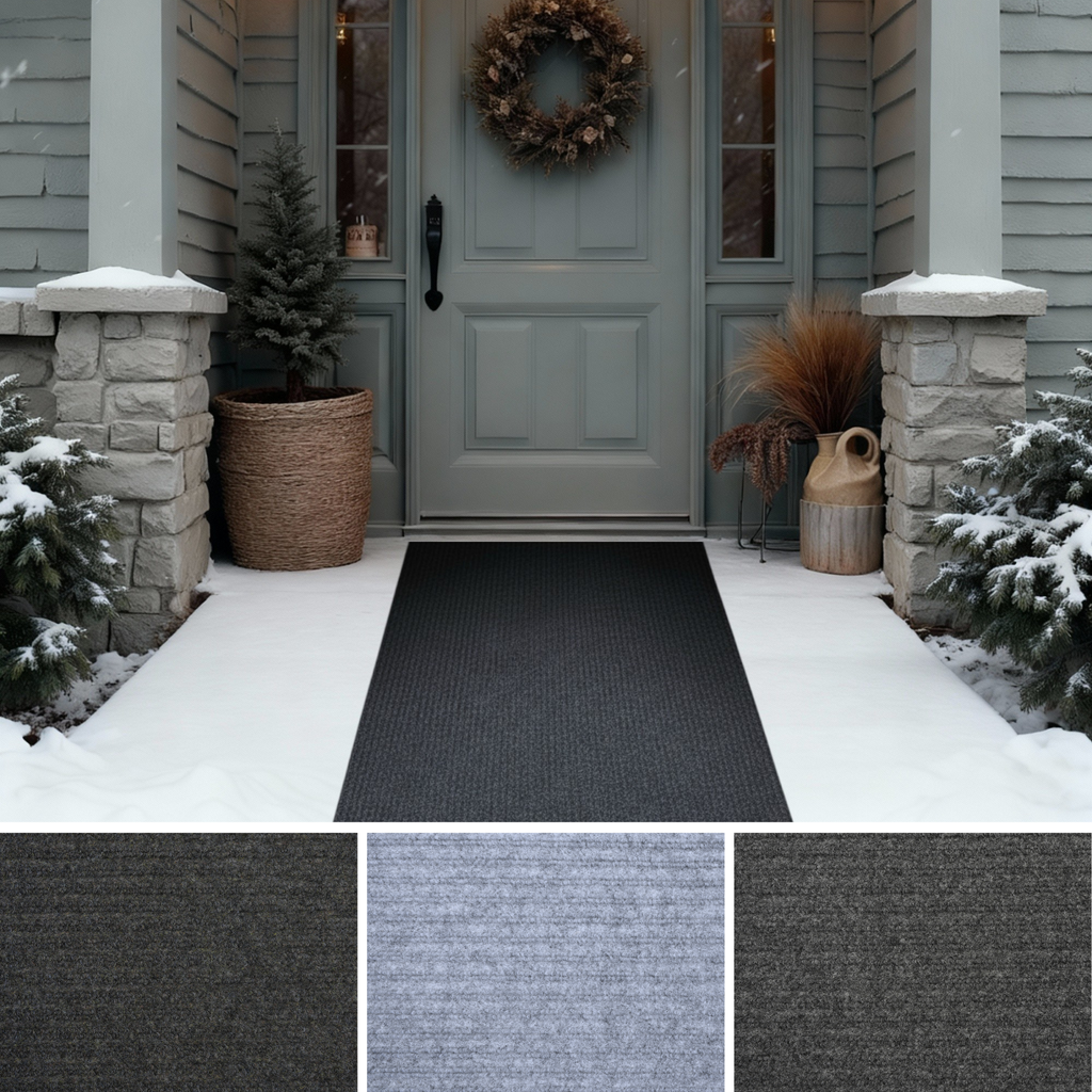 Black Indoor Outdoor Carpet for Snow, Rain, Sun, Great for Garage, Entryway, Mudroom, Door Mats, and Stair Runner 