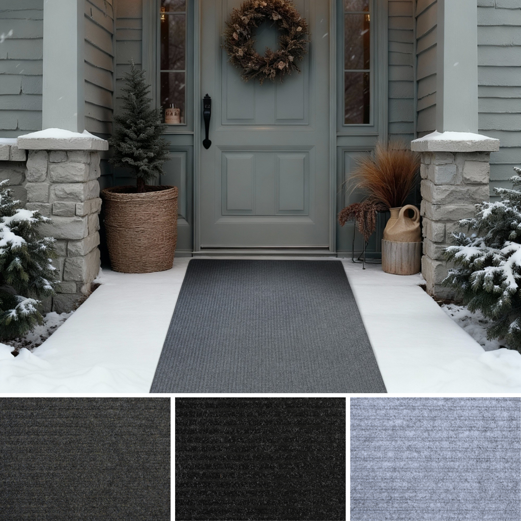 Charcoal Grey Indoor Outdoor Carpet for Snow, Rain, Sun, Great for Garage, Entryway, Mudroom, Door Mats, and Stair Runner 