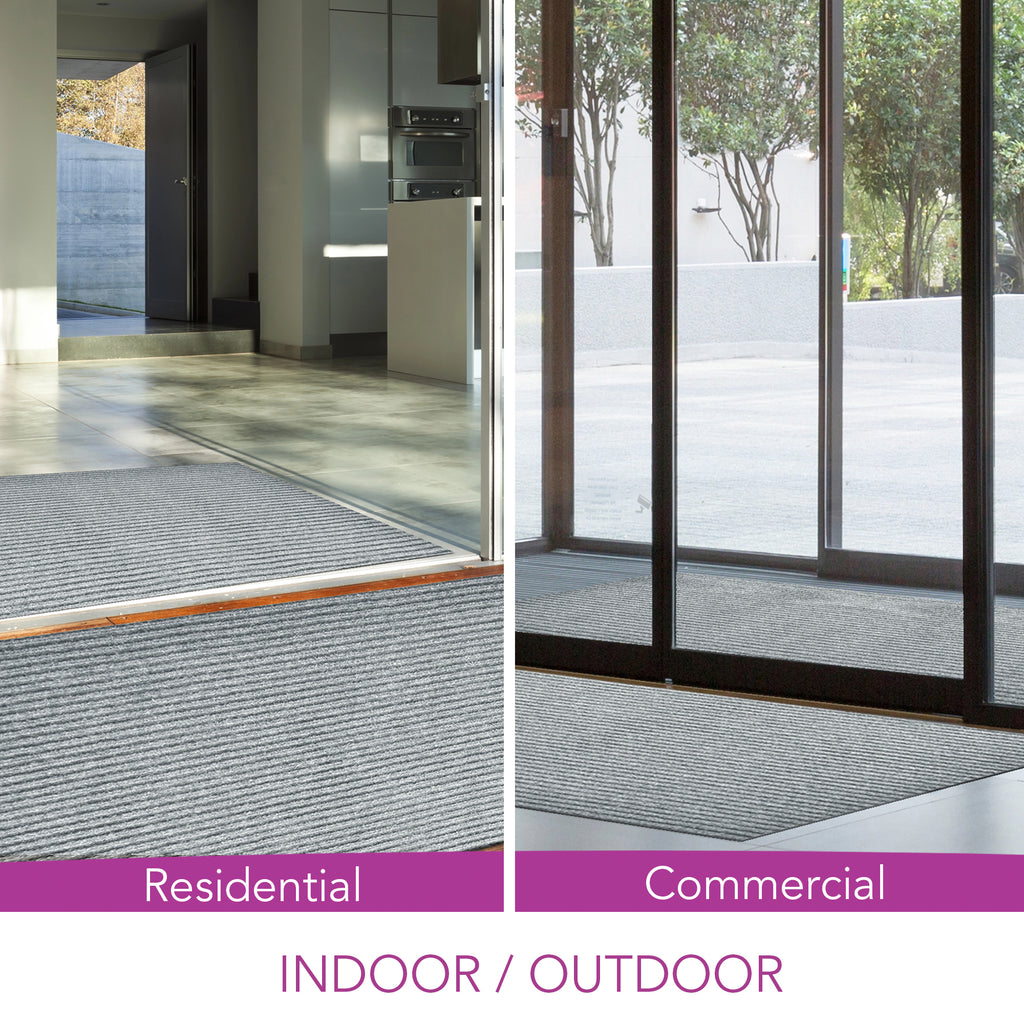 Spartan Weather Warrior Duty Indoor/Outdoor Utility Ribbed Carpet Runner, Mats, 3' in Grey