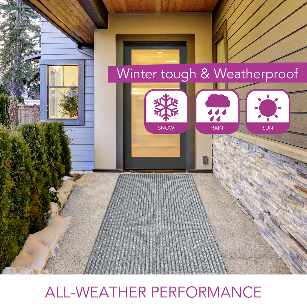 Spartan Weather Warrior Duty Indoor/Outdoor Utility Ribbed Carpet Runner, Mats, 3' in Grey