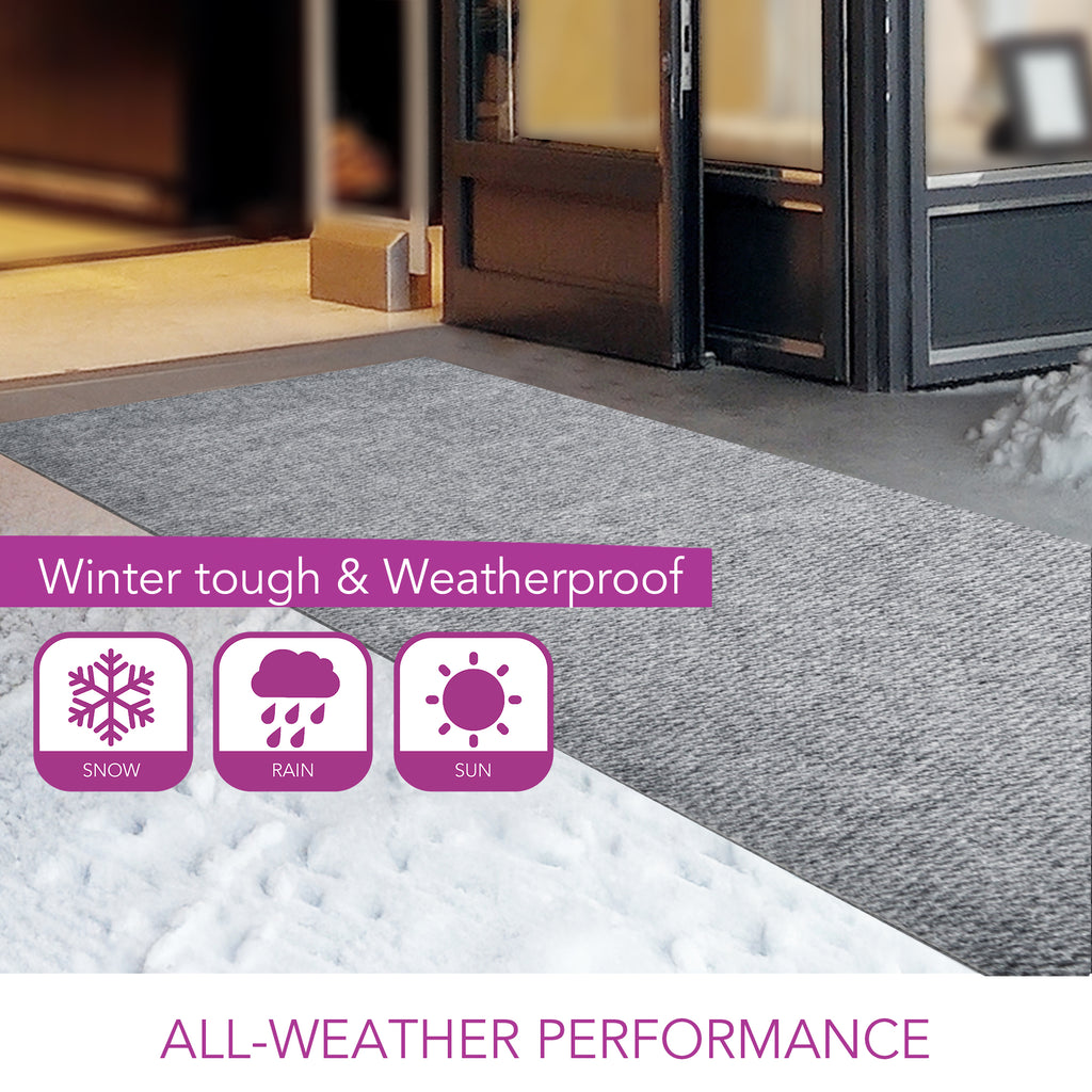 Spartan Weather Warrior Duty Indoor/Outdoor Utility Berber Loop Carpet Runner, Area Rugs, 4' in Grey