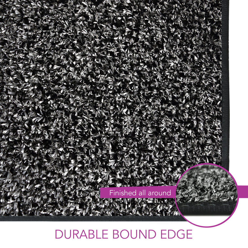 Indoor/Outdoor Artificial Turf Area Rug in Black and Grey