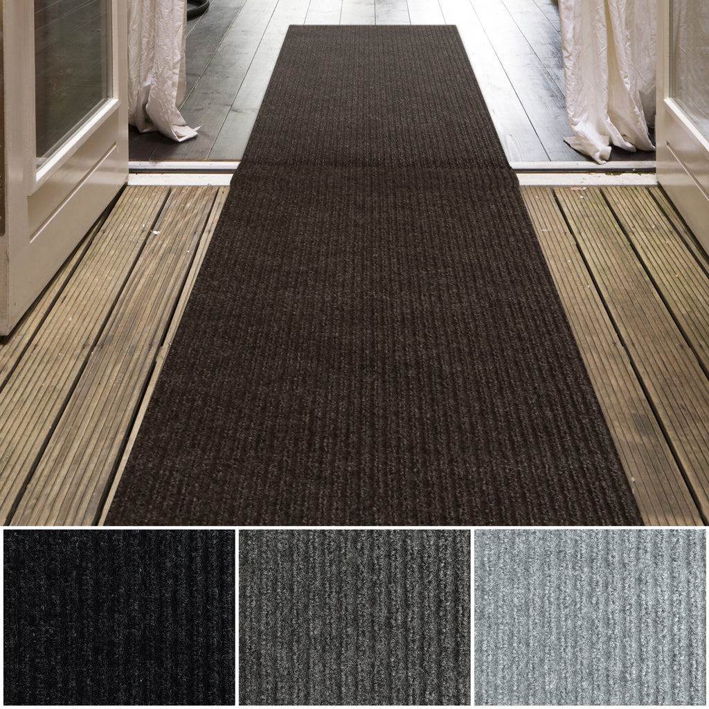 Spartan Weather Warrior Duty Indoor/Outdoor Utility Ribbed Carpet Runner, Area Rugs, 4' in Brown