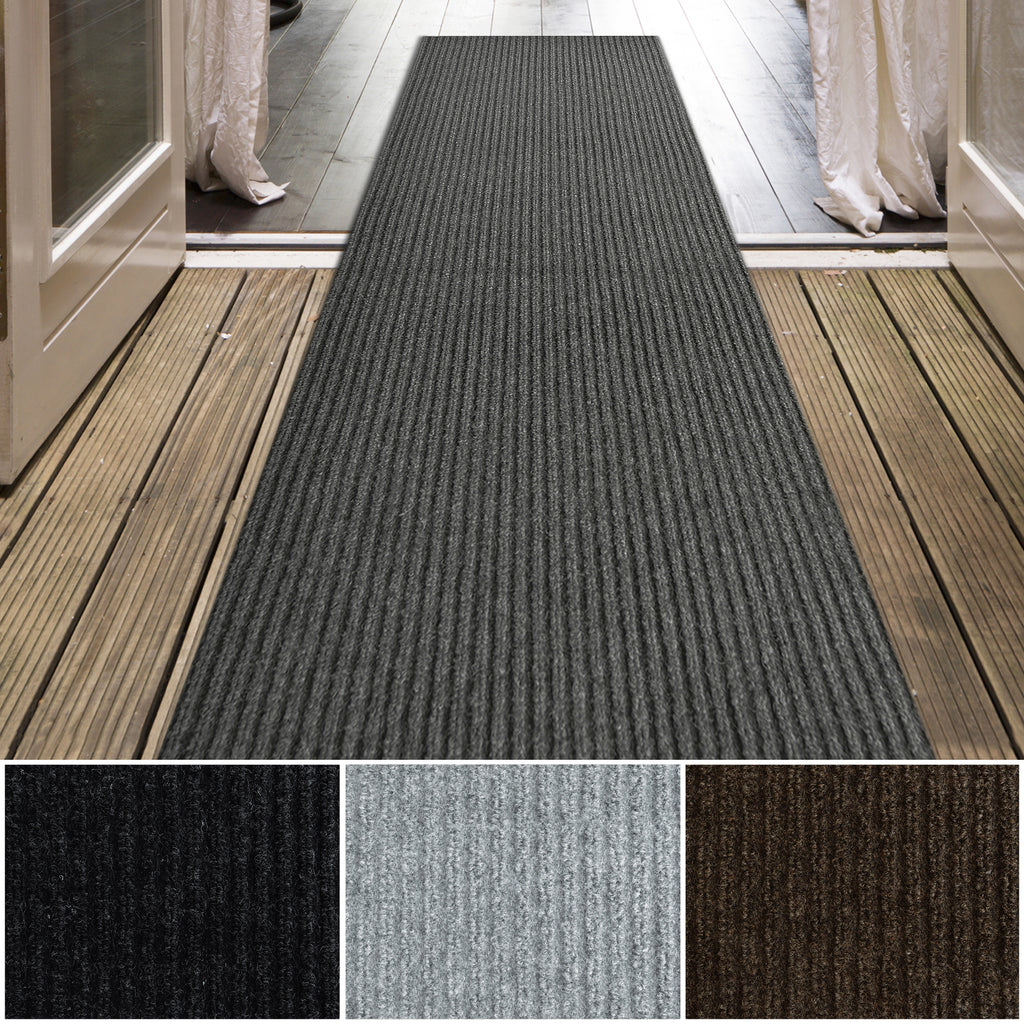 Spartan Weather Warrior Duty Indoor/Outdoor Utility Ribbed Carpet Runner, Area Rugs, 4' in Charcoal