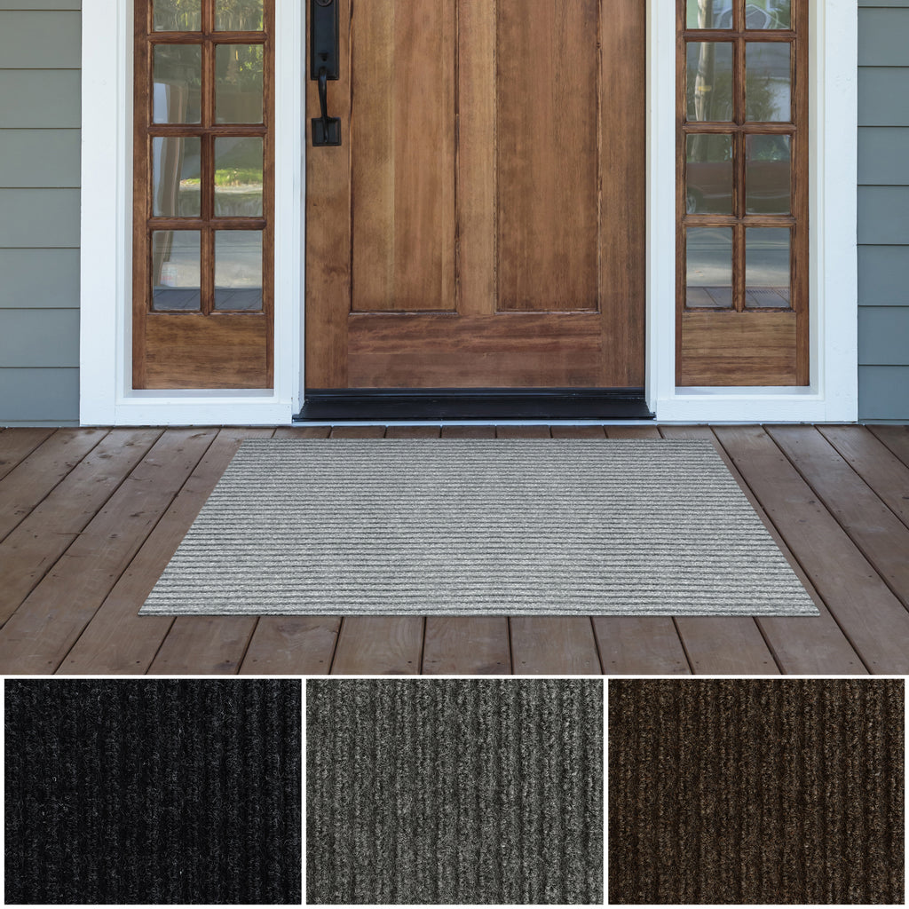 Spartan Weather Warrior Duty Indoor/Outdoor Utility Ribbed Carpet Runner, Mats, 3' in Grey