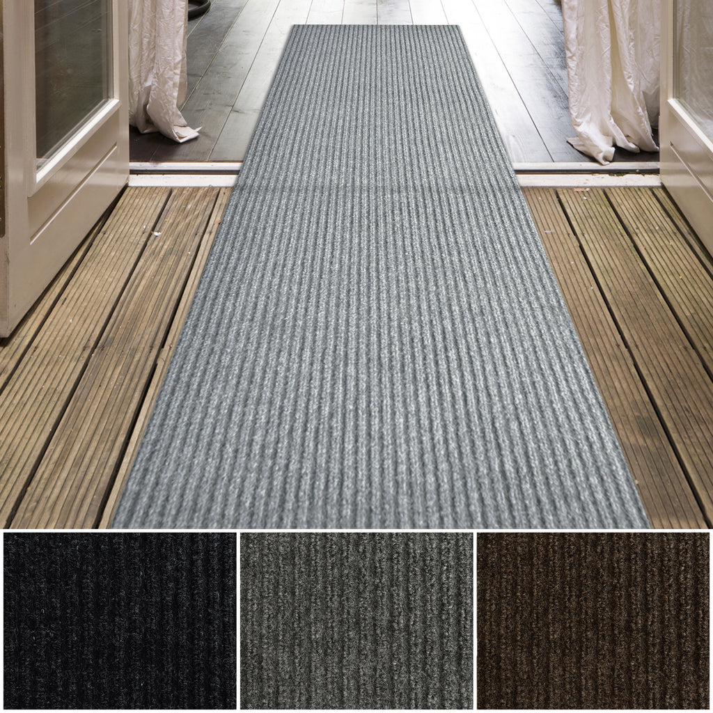 Spartan Weather Warrior Duty Indoor/Outdoor Utility Ribbed Carpet Runner, Mats, 3' in Grey