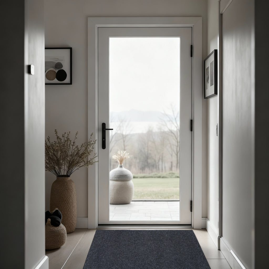 Indoor Carpet Hallway Runner and Door Mat Grip Backing, Won't Slide, Lays Flat, Affordable, Versatile, Economic, Recycled Fibers, Good for Home & the Environment