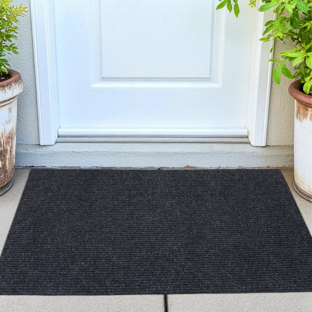 Black Carpet Door Mat Sustainably Made, Recycled Polyester Fibers, Economic, Practical, Easy to Clean and Versatile Applications. Perfect for all Household Needs.  