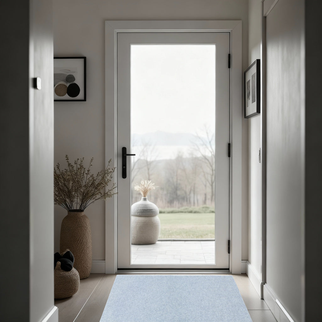 Indoor Carpet Hallway Runner and Door Mat Grip Backing, Won't Slide, Lays Flat, Affordable, Versatile, Economic, Recycled Fibers, Good for Home & the Enviorment