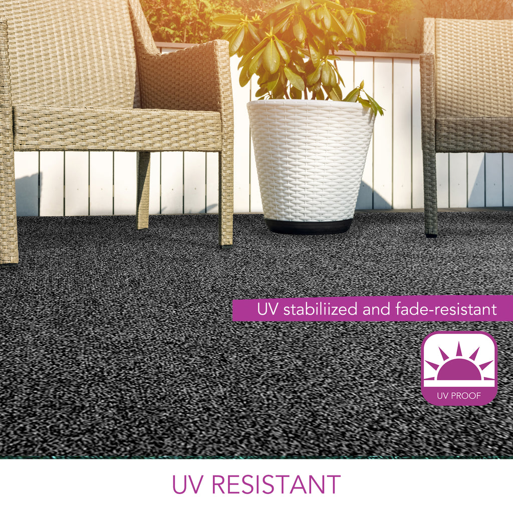 Indoor/Outdoor Artificial Turf Area Rug in Black and Grey