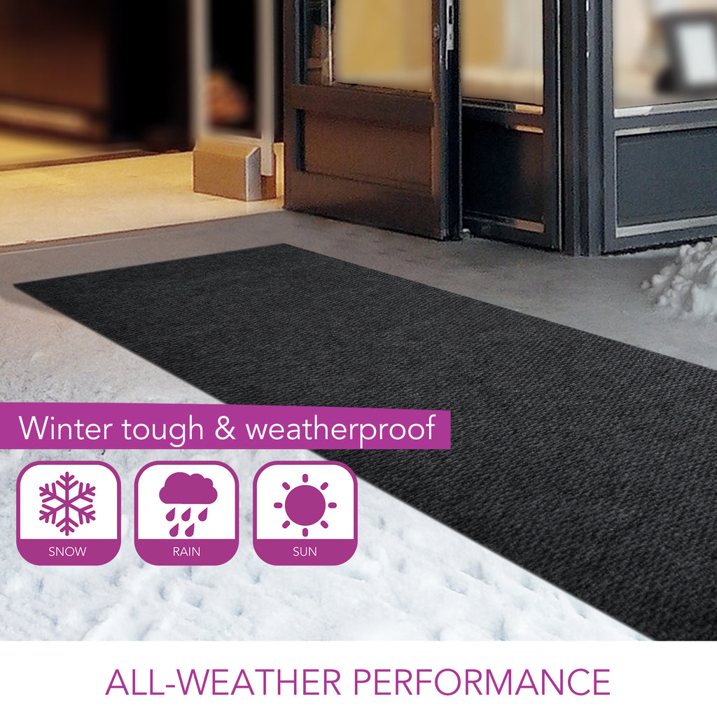 Spartan Weather Warrior Duty Indoor/Outdoor Utility Berber Loop Carpet Runner, Area Rugs, 6' in Black
