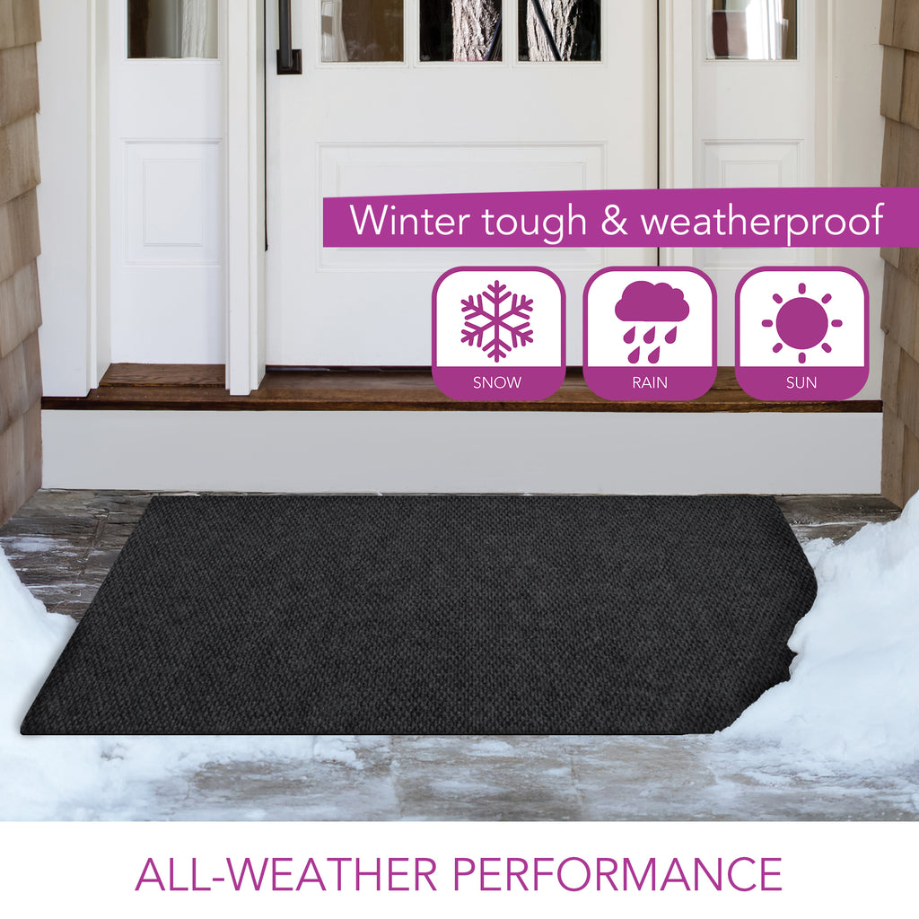 Spartan Weather Warrior Duty Indoor/Outdoor Utility Berber Loop Carpet Runner, Mats, 3' in Black