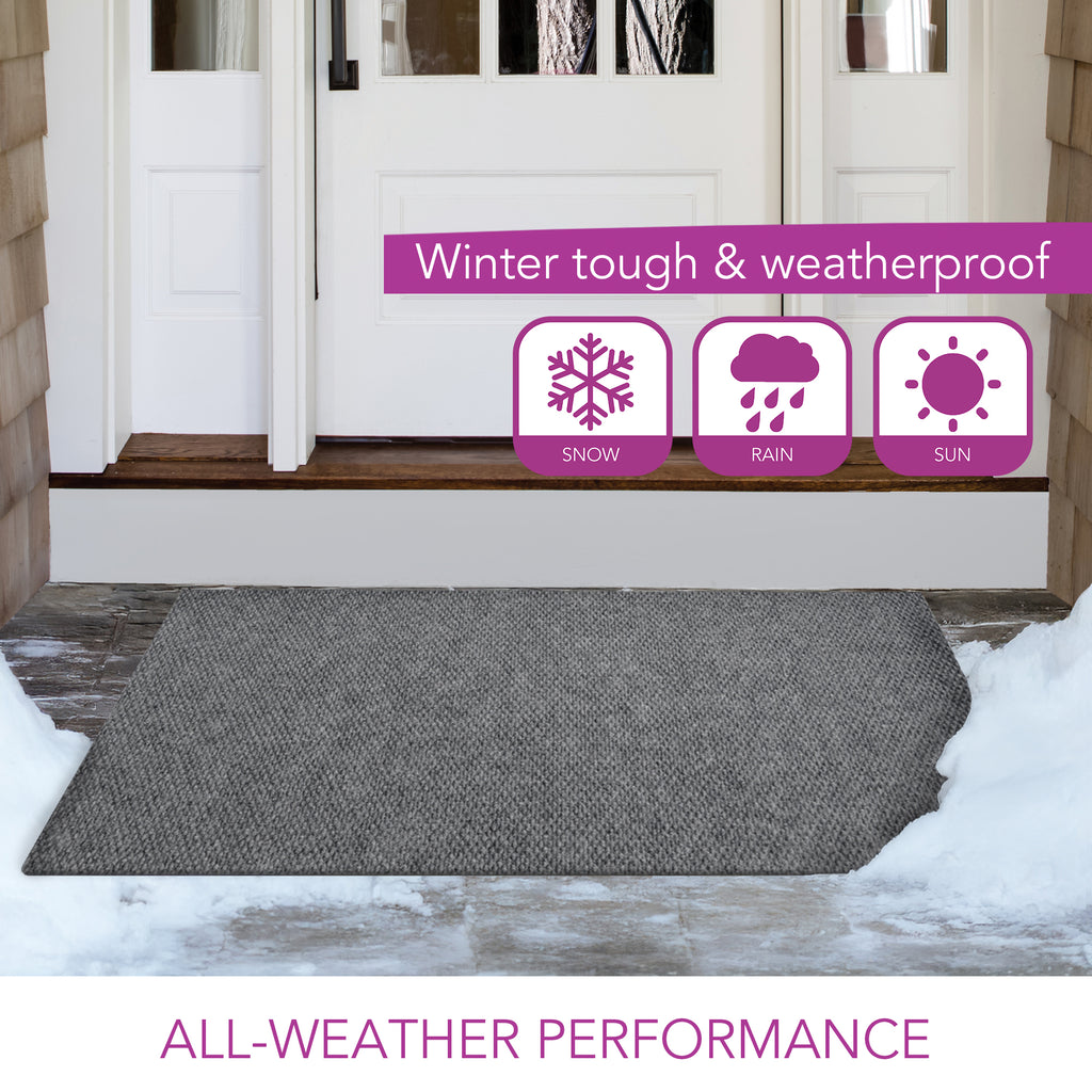 Spartan Weather Warrior Duty Indoor/Outdoor Utility Berber Loop Carpet Runner, Mats, 3' in Grey