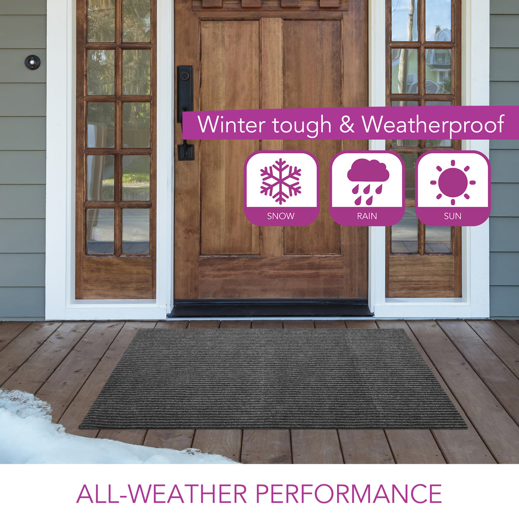 Spartan Weather Warrior Duty Indoor/Outdoor Utility Ribbed Carpet Runner, Mats, 3' in Charcoal