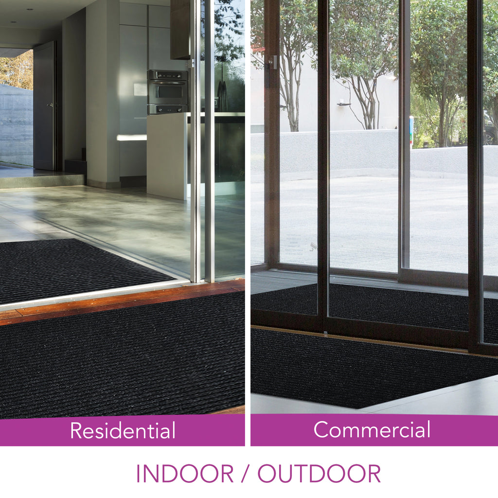 Spartan Weather Warrior Duty Indoor/Outdoor Utility Ribbed Carpet Runner, Mats, 3' in Black