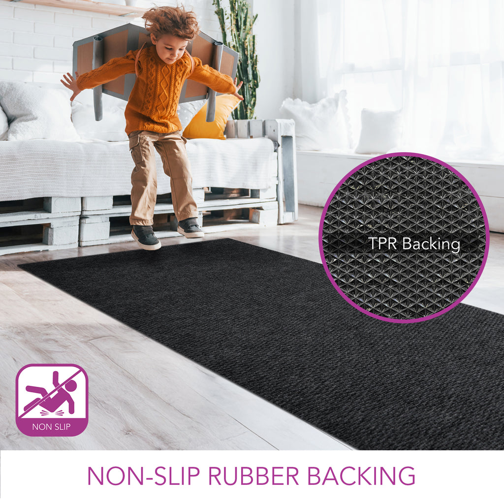Spartan Weather Warrior Duty Indoor/Outdoor Utility Berber Loop Carpet Runner, Area Rugs, 6' in Black