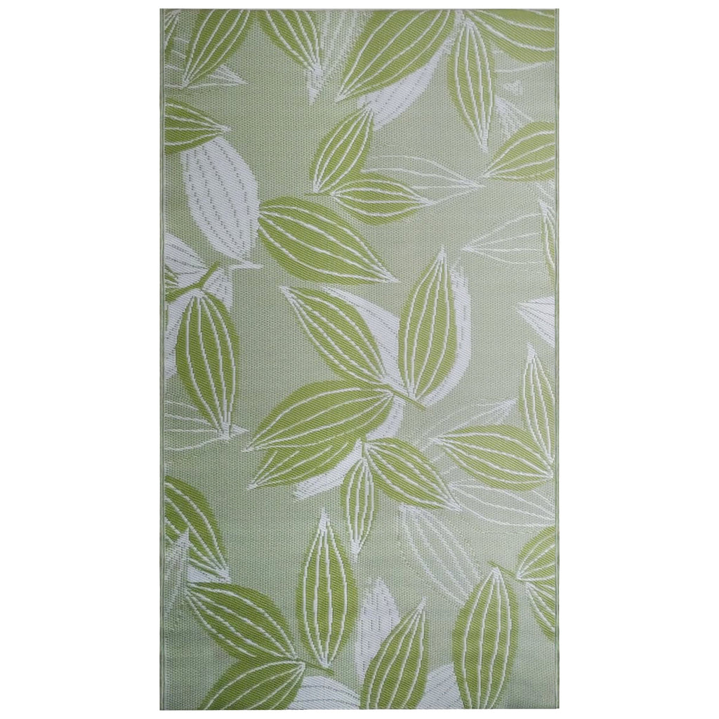 Reversible Outdoor Rug Leaves Green and White