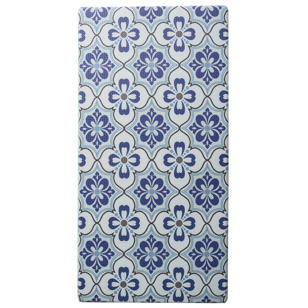Printed, Ergonomic, Anti Fatigue Mat. Colorful Memory Foam Comfort Mat Great for Kitchen, Bathroom and Workstation. (39" x 20" x 0.75" in Mosaic Blue). iCustomRug