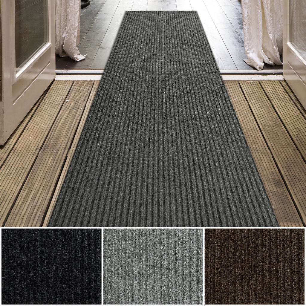 Spartan Weather Warrior Duty Indoor/Outdoor Utility Ribbed Carpet Runner, Area Rugs, 6' in Charcoal