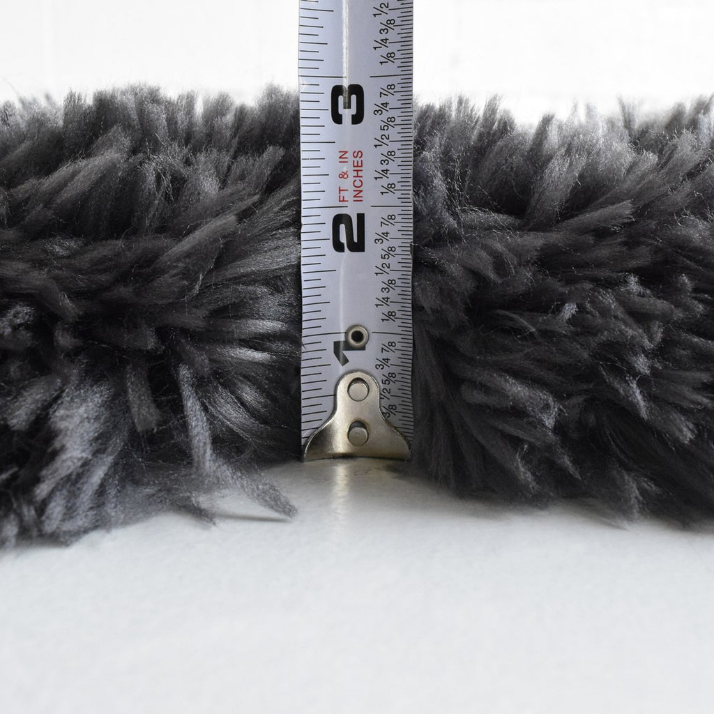 Cozy & Soft Faux Sheepskin Fur Shag Area Rug in Charcoal