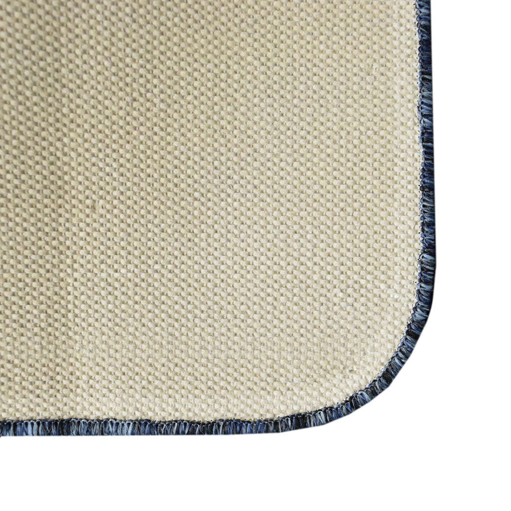 Pinstriped Indoor Multi-Function Anti-Skid Soft Loop Pile Berber Carpet Utility Rug Navy