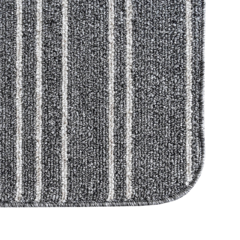 Pinstriped Indoor Multi-Function Anti-Skid Soft Loop Pile Berber Carpet Utility Rug Silver