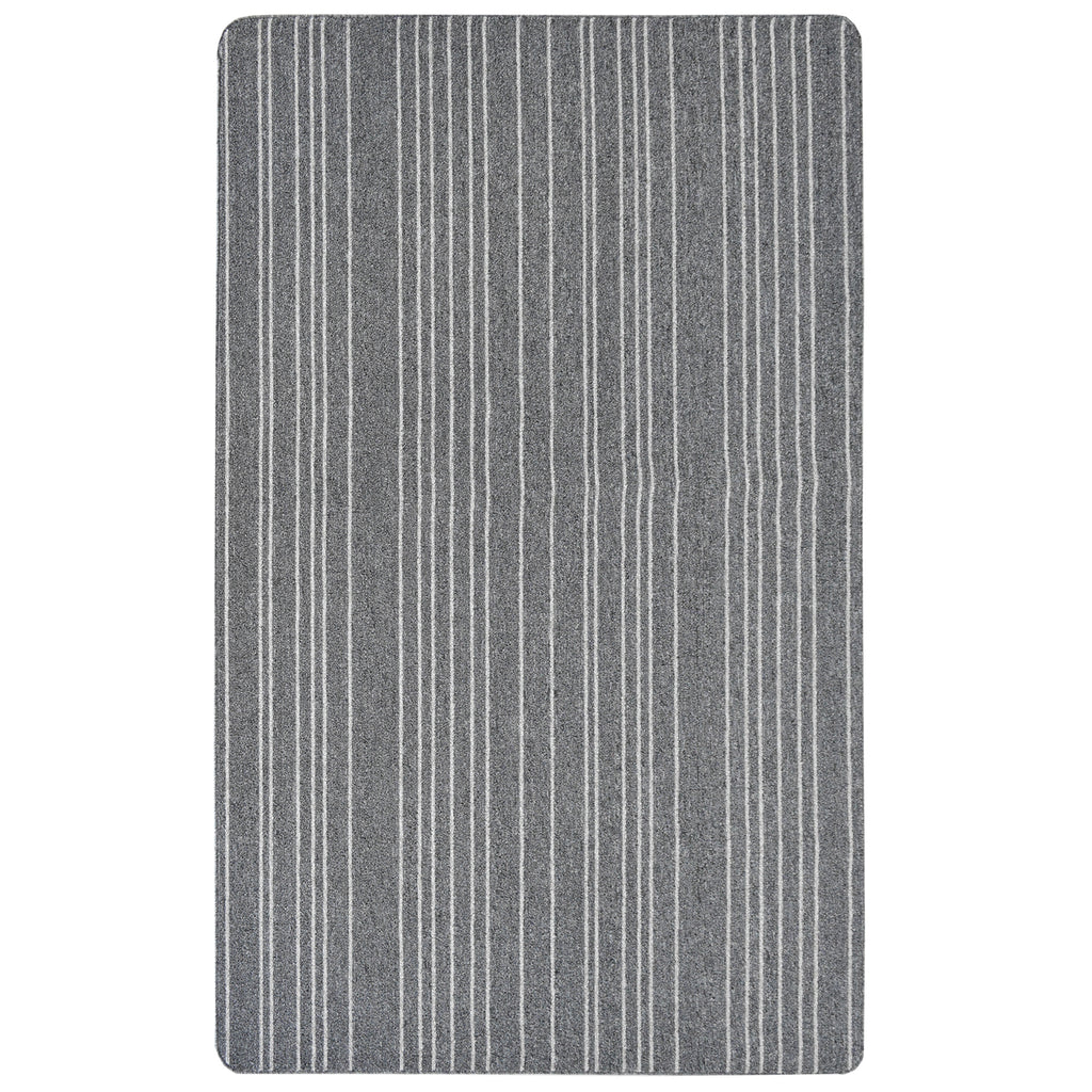 Pinstriped Indoor Multi-Function Anti-Skid Soft Loop Pile Berber Carpet Utility Rug Silver