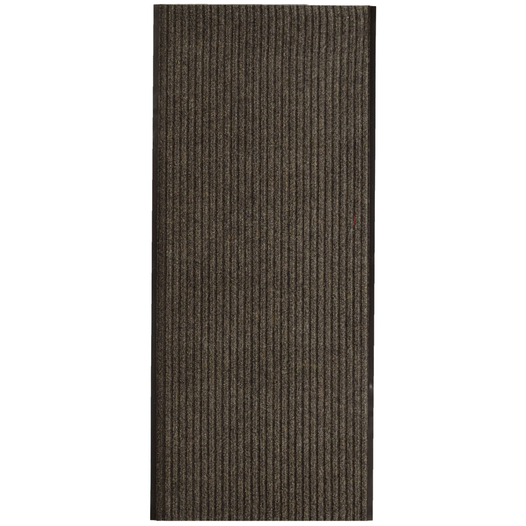 Heavy Duty Interior/Exterior Water Proof Utility Ribbed Vinyl Back Runner, Mats (3’, 4’ and 6' Widths in Brown)
