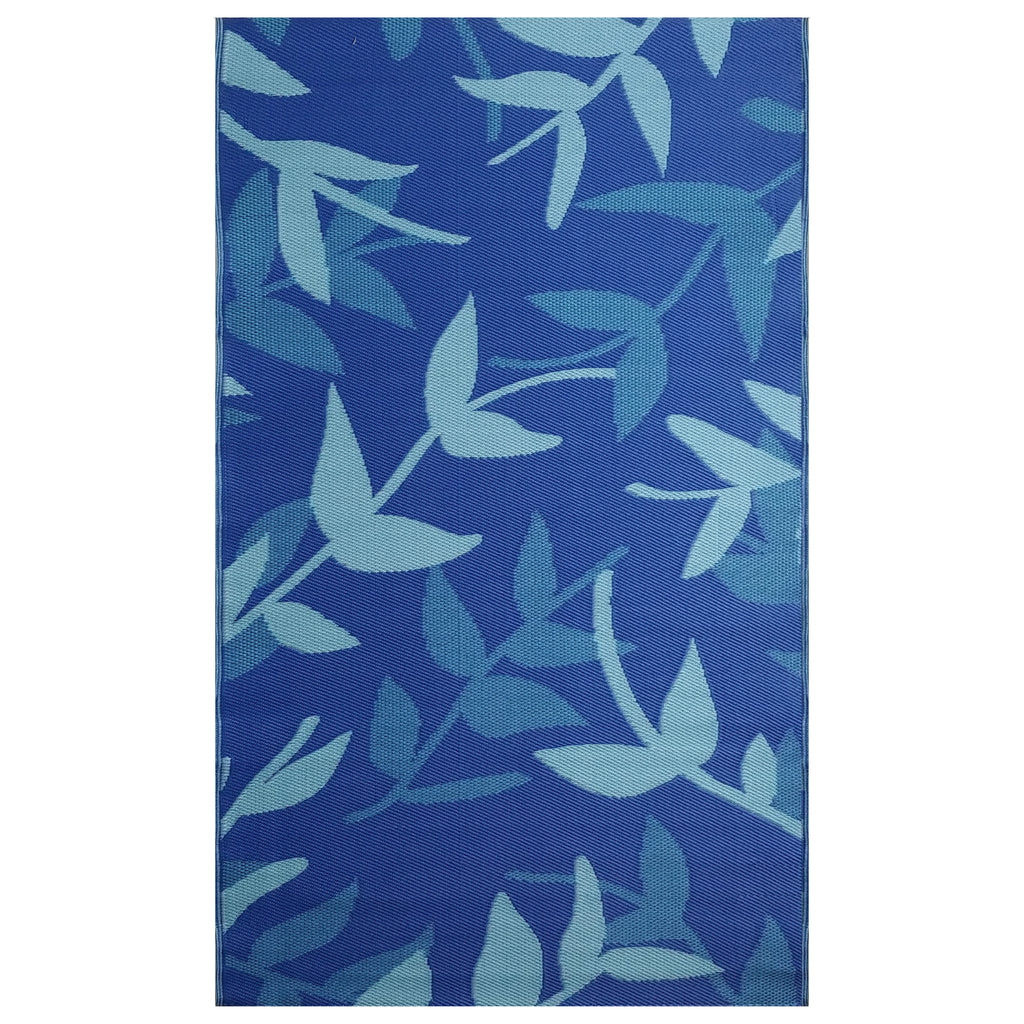 Reversible Outdoor Rug Foliage Blue